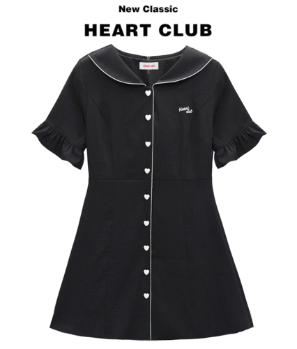 Heart Sailor Collar Dress (Black)