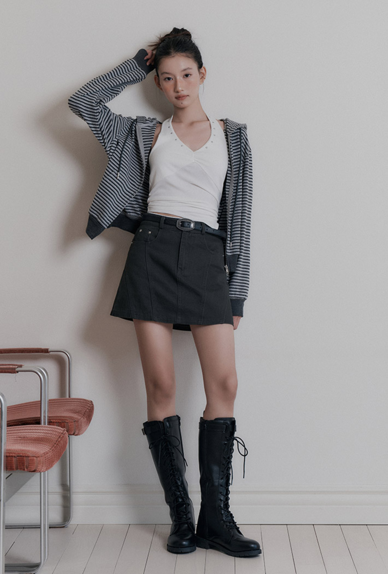 서지수PICK] 스트라이프 후드집업_MIWJMF921C | 미쏘 (MIXXO)