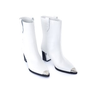 Toe Cap Middle Boots (White)