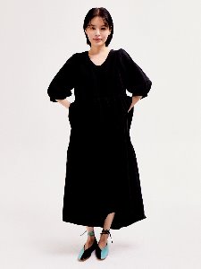 Puff Shoulder Dress [BLACK]