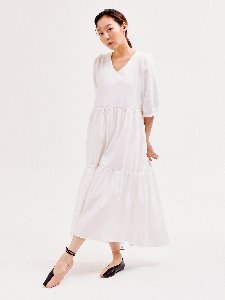 Puff Shoulder Dress [WHITE]
