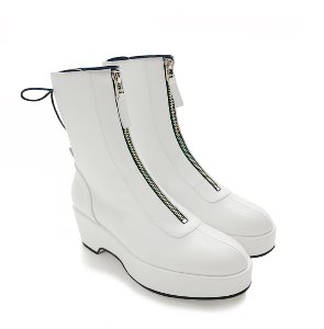 Platform Zip Boots (White)