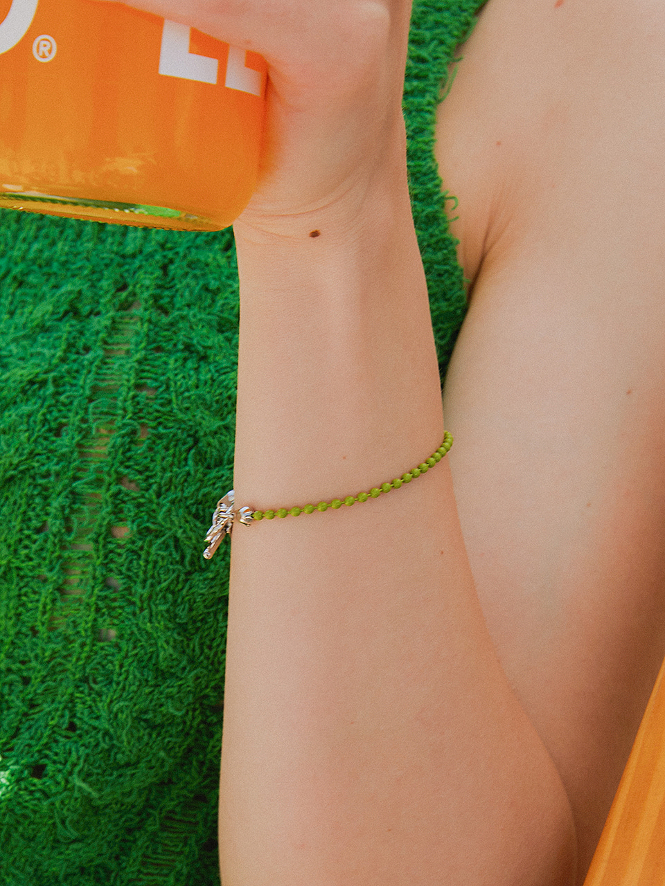 ball chain bracelet - green