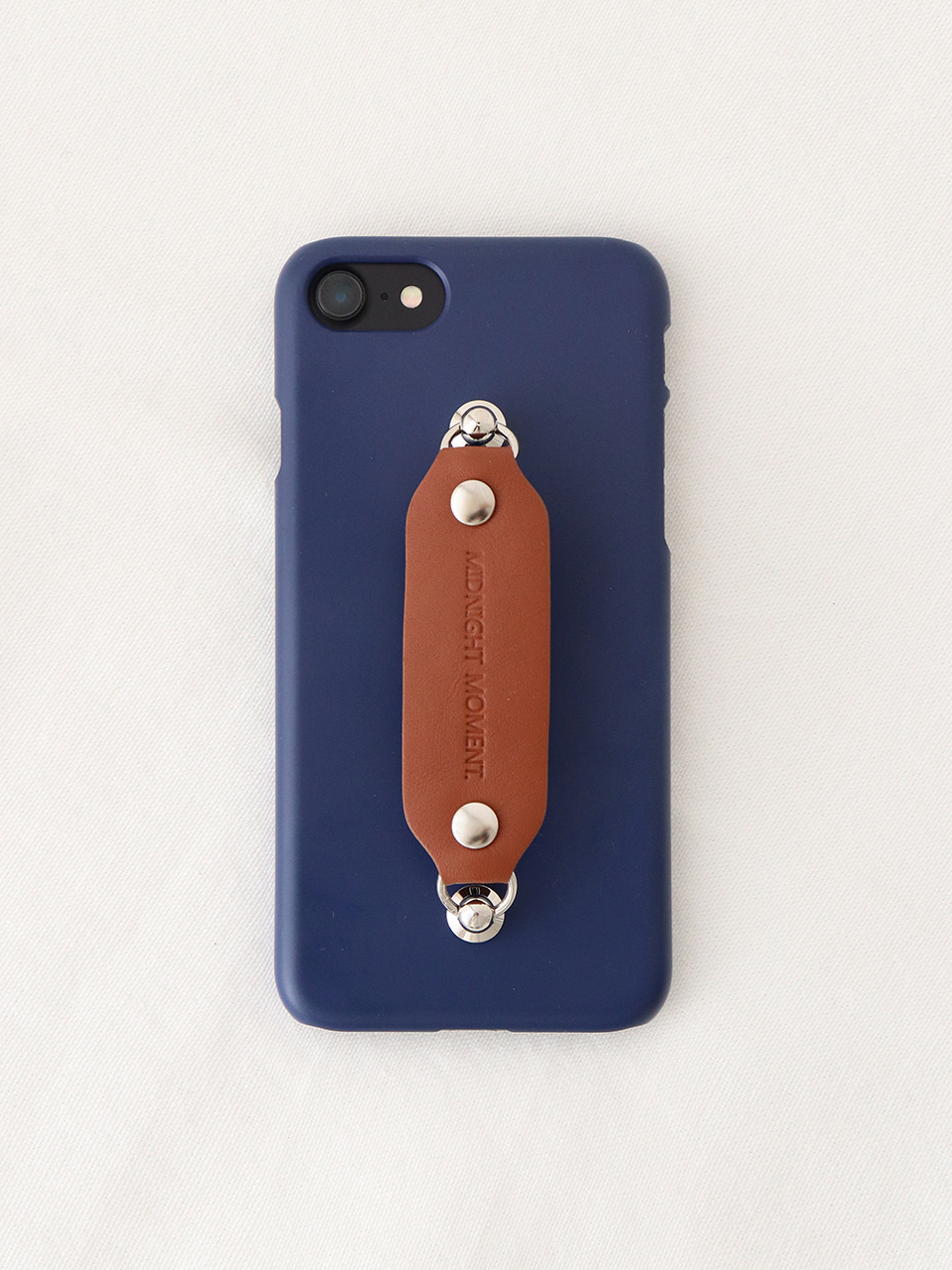 leather grip case navy - brown