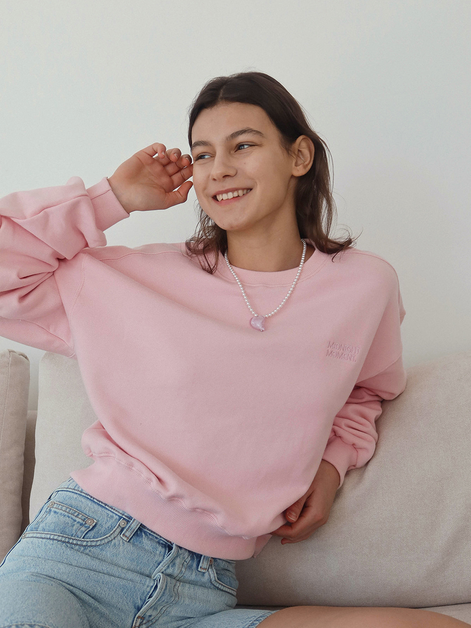 basic stitch sweatshirt - pink