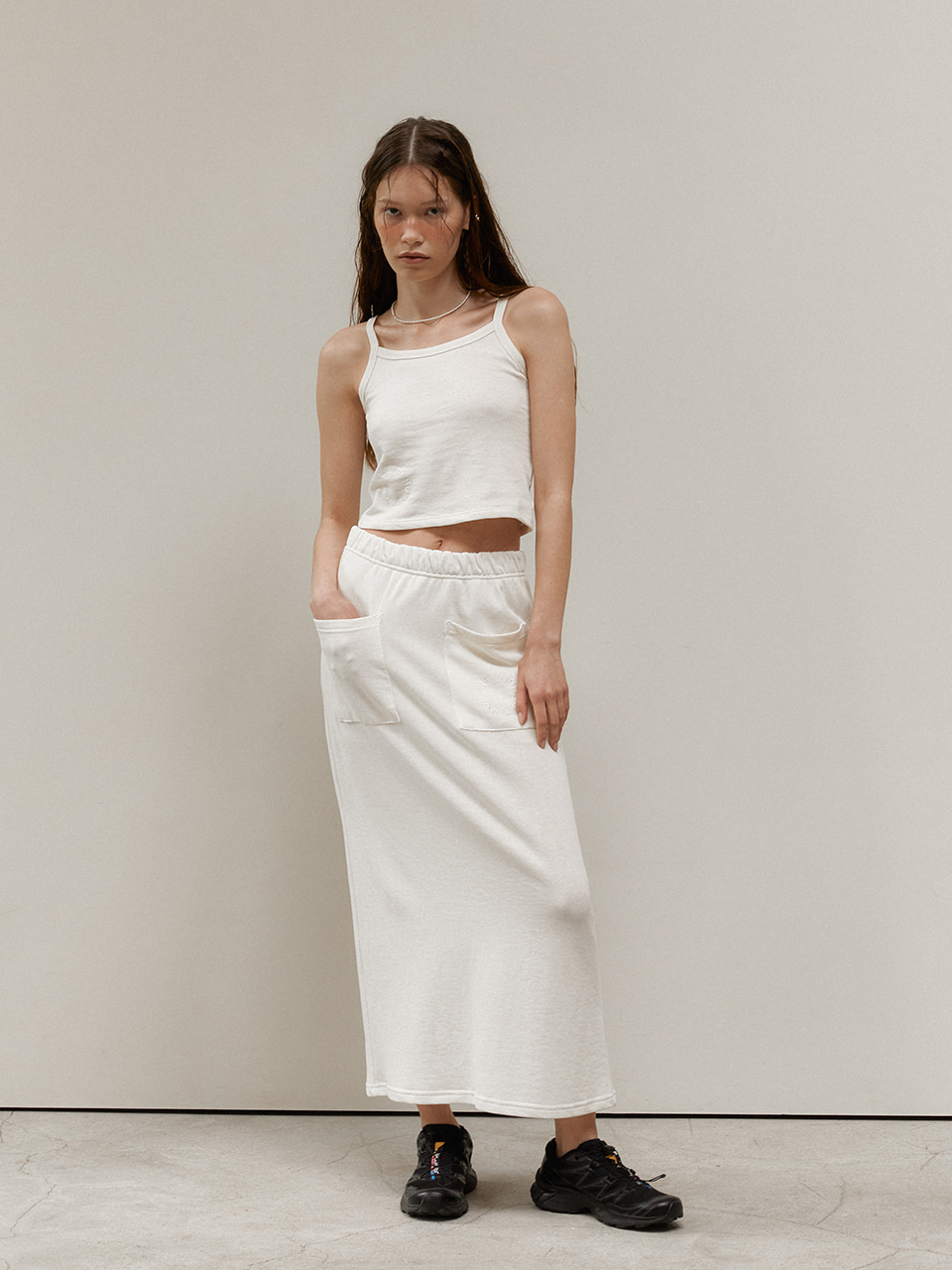 cotton gauze skirt - white