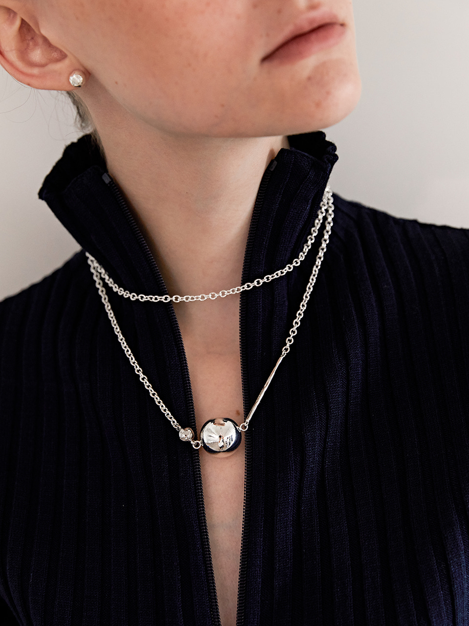 Rhythm long chain necklace - silver