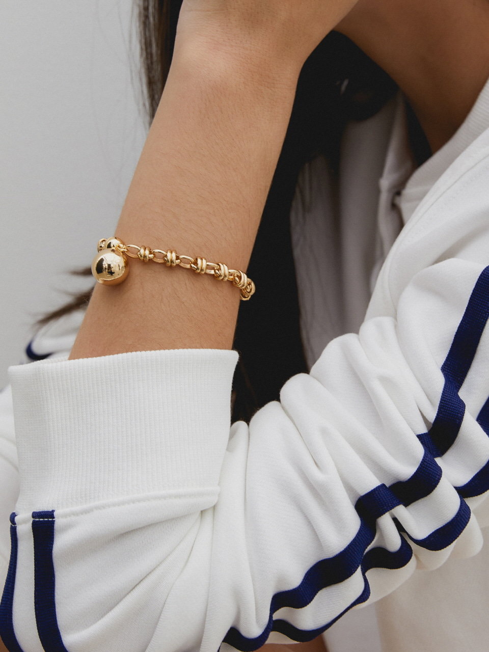 layer chain ball bracelet - gold