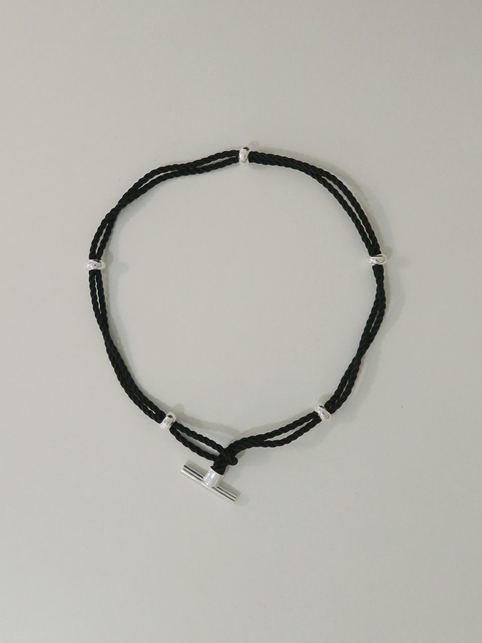 toggle rope necklace - silver
