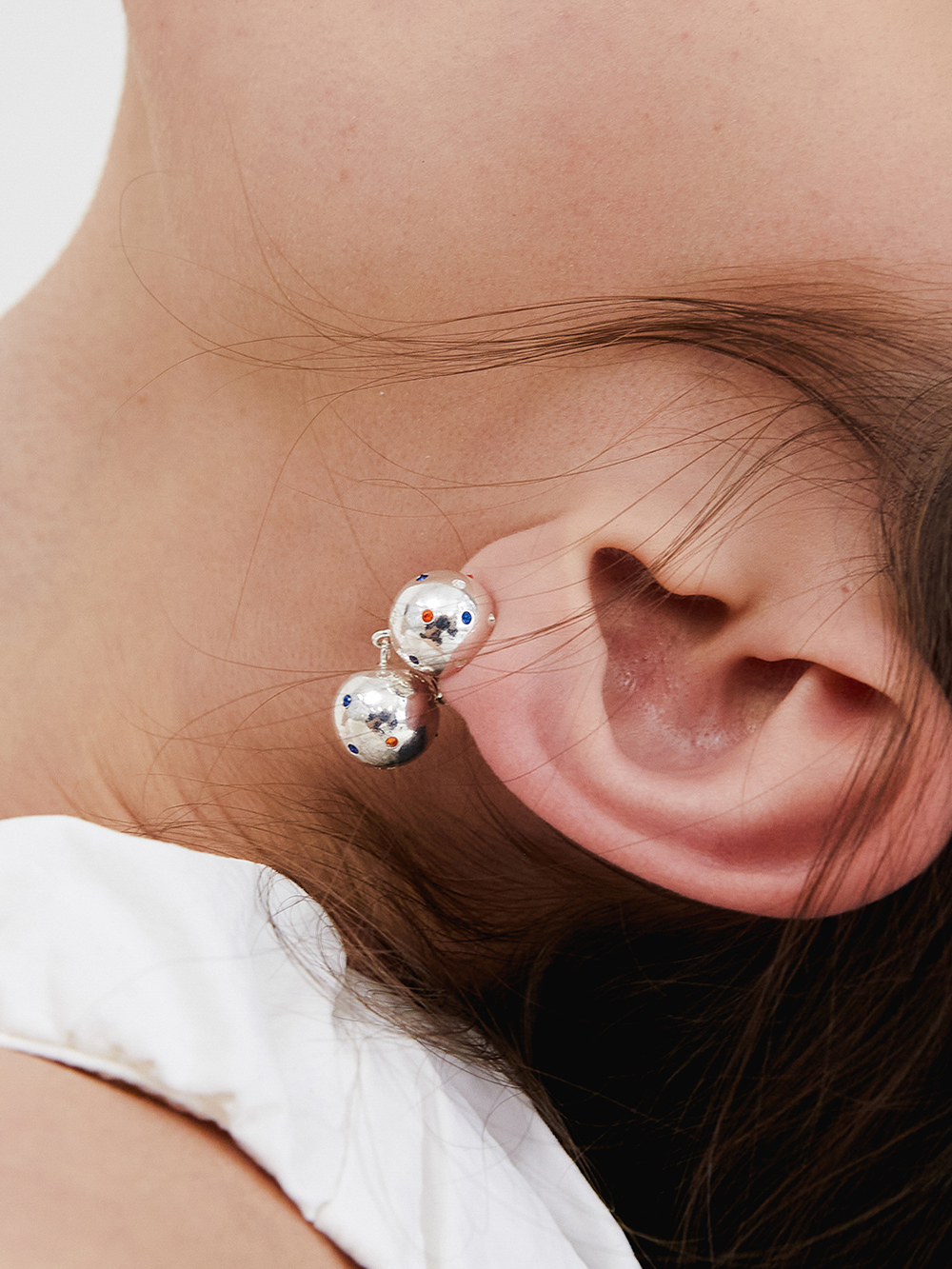 cosmic ball earring - silver
