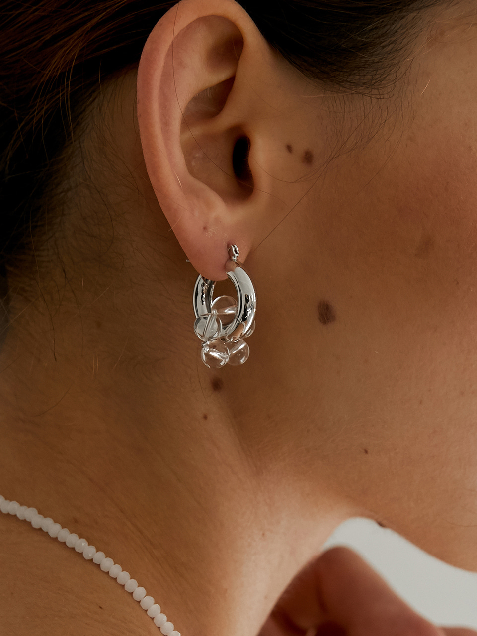 quartz hoop earring
