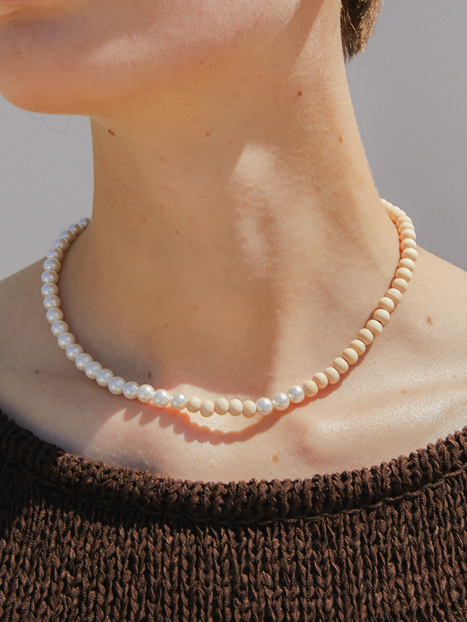 wood pearl necklace