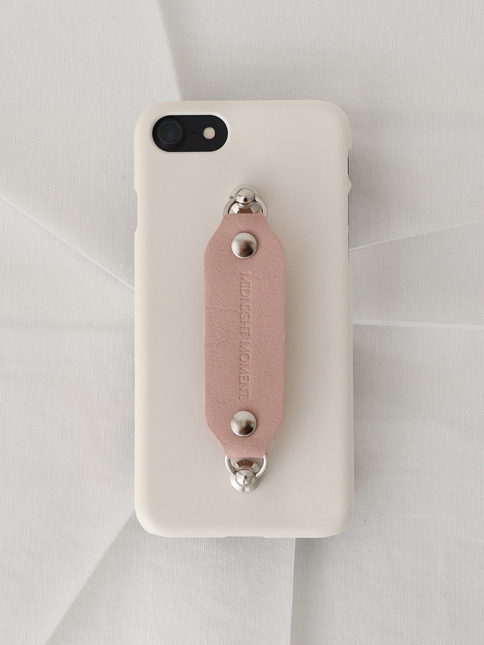 leather grip case cream - pink