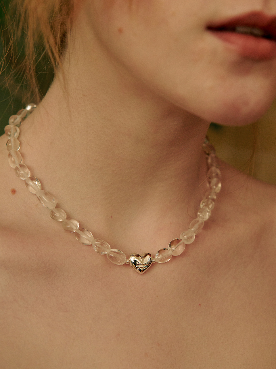 quartz pebble necklace