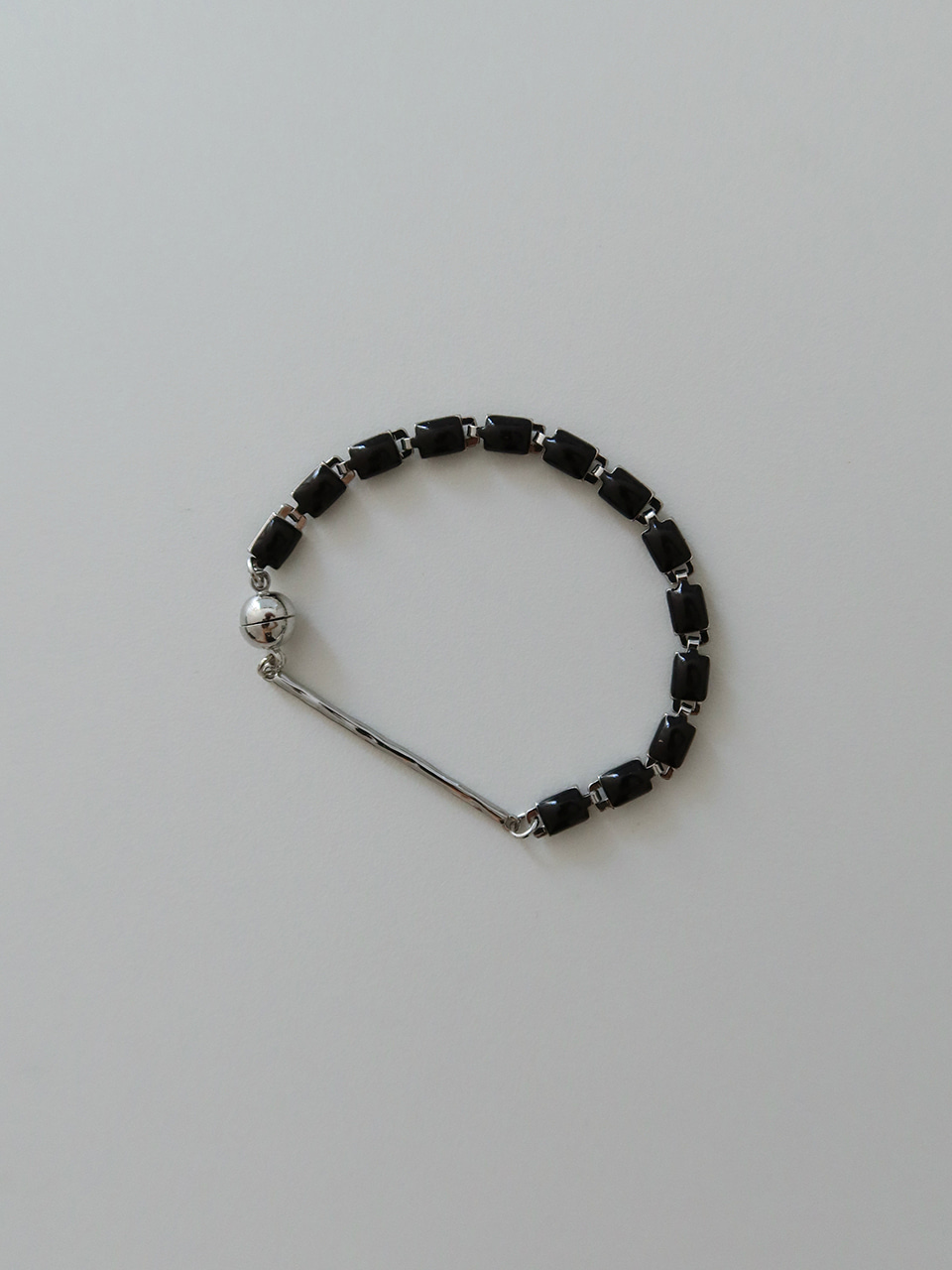 Black square chain bracelet - silver