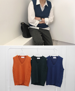 [sale]fresh color knit vest (3color)