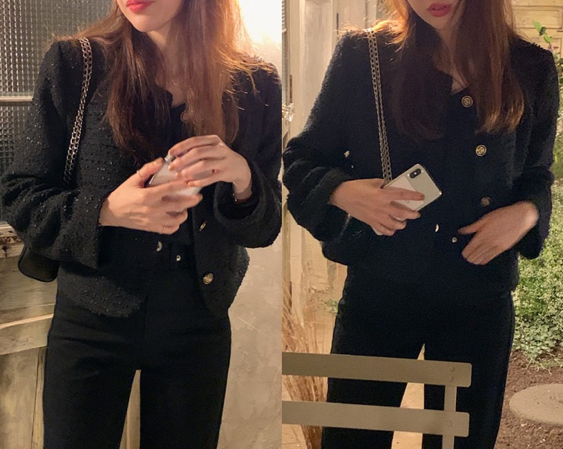 [당일출고][단독] Minit tweed jacket (블랙)