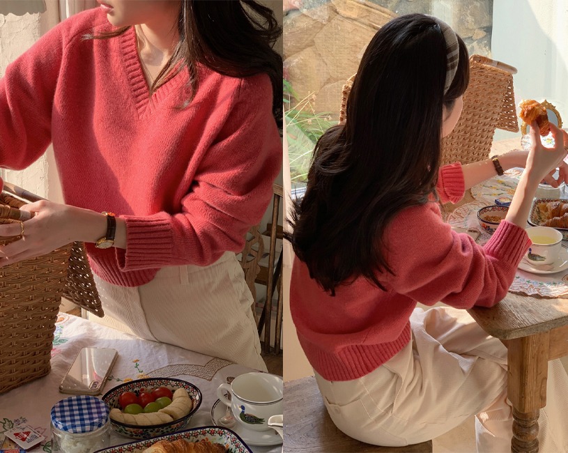 [울 100%] Semon knit (핑크)