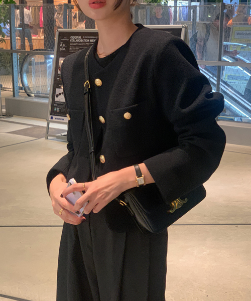[LEBONE/울 50%] Modelin tweed jacket (블랙)(3차수량소진/예약주문/5-7일 소요)