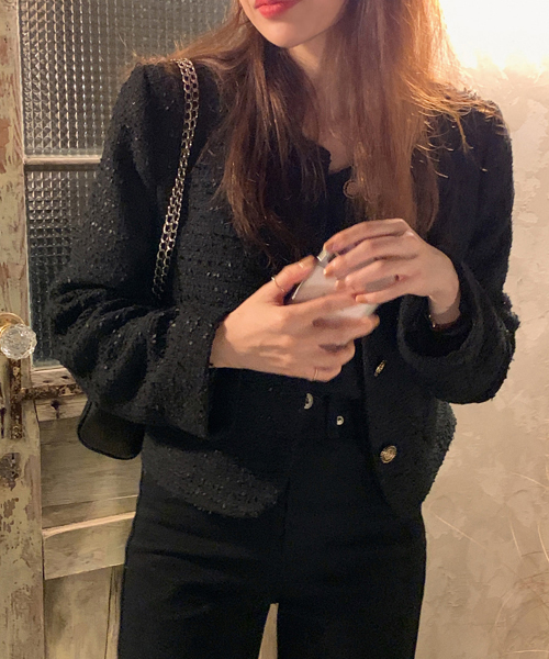 [単独] Minit tweed jacket (ブラック) (最終数量)