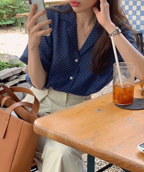 [당일출고] Lona blouse (블루네이비)