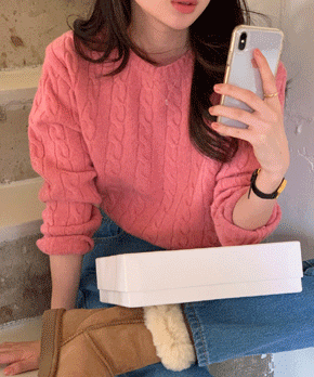 [메리노울 80%] Woniy knit (핑크)