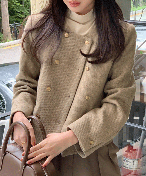 [단독/울 80%] Nano tweed jacket (베이지)