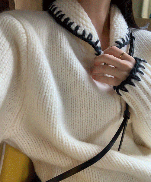 [핸드메이드/울 100%] Current knit zipup (3color)