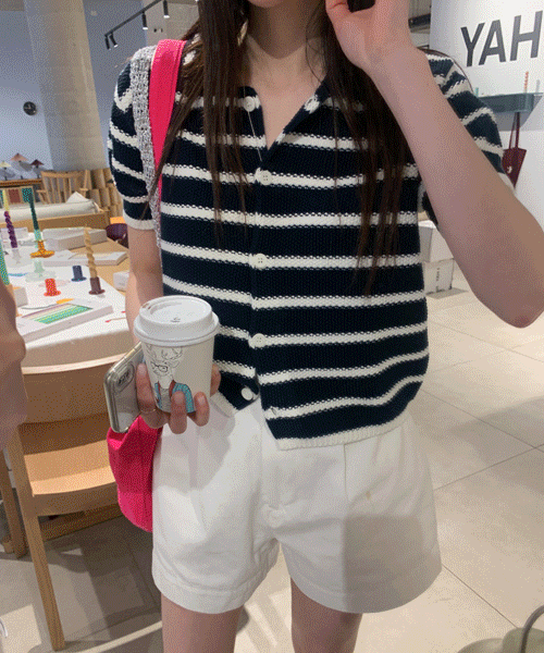 Pribe stripe cardigan(ネイビー) ★週末まで5%割引適用:)