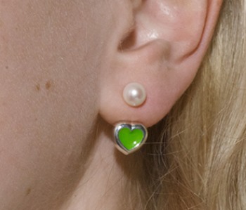 Baby Heart Green Earrings  (제작기간 1주일 소요) (5% off)