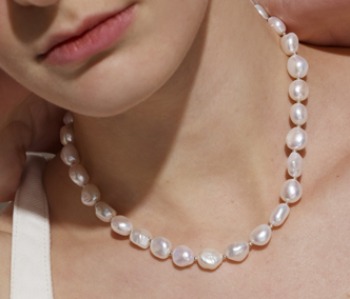 The Baroque Pearl and Silver Ball Necklace (15%off)
