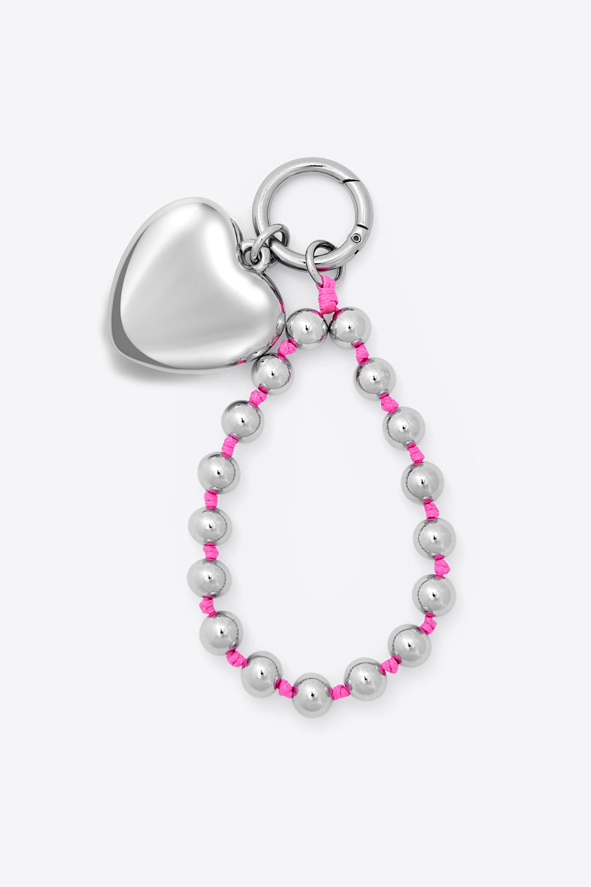 Heart And Ball Strap Keyring-neon pink