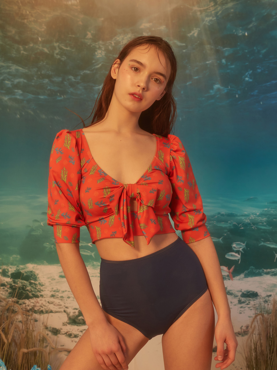 [SALTY FLOWER]★[SET] POLYP RIBBON BALLOON BIKINI SET POLYP RIBBON BALLOON BIKINI SET RED - SALTY FLOWER