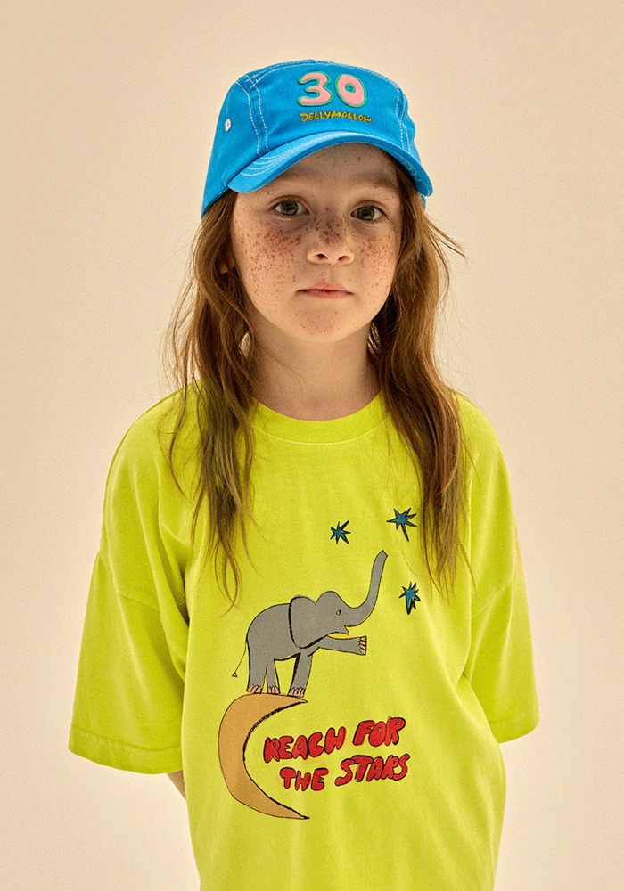 코끼리 피그먼트 숏 슬리브 티셔츠_옐로우