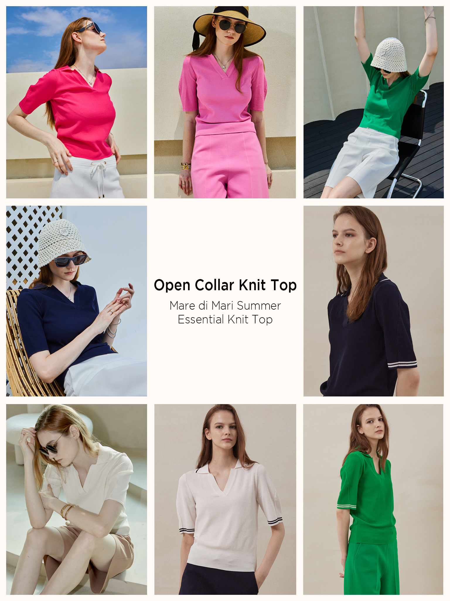 Summer Essential Knit, Open Collar Knit Top