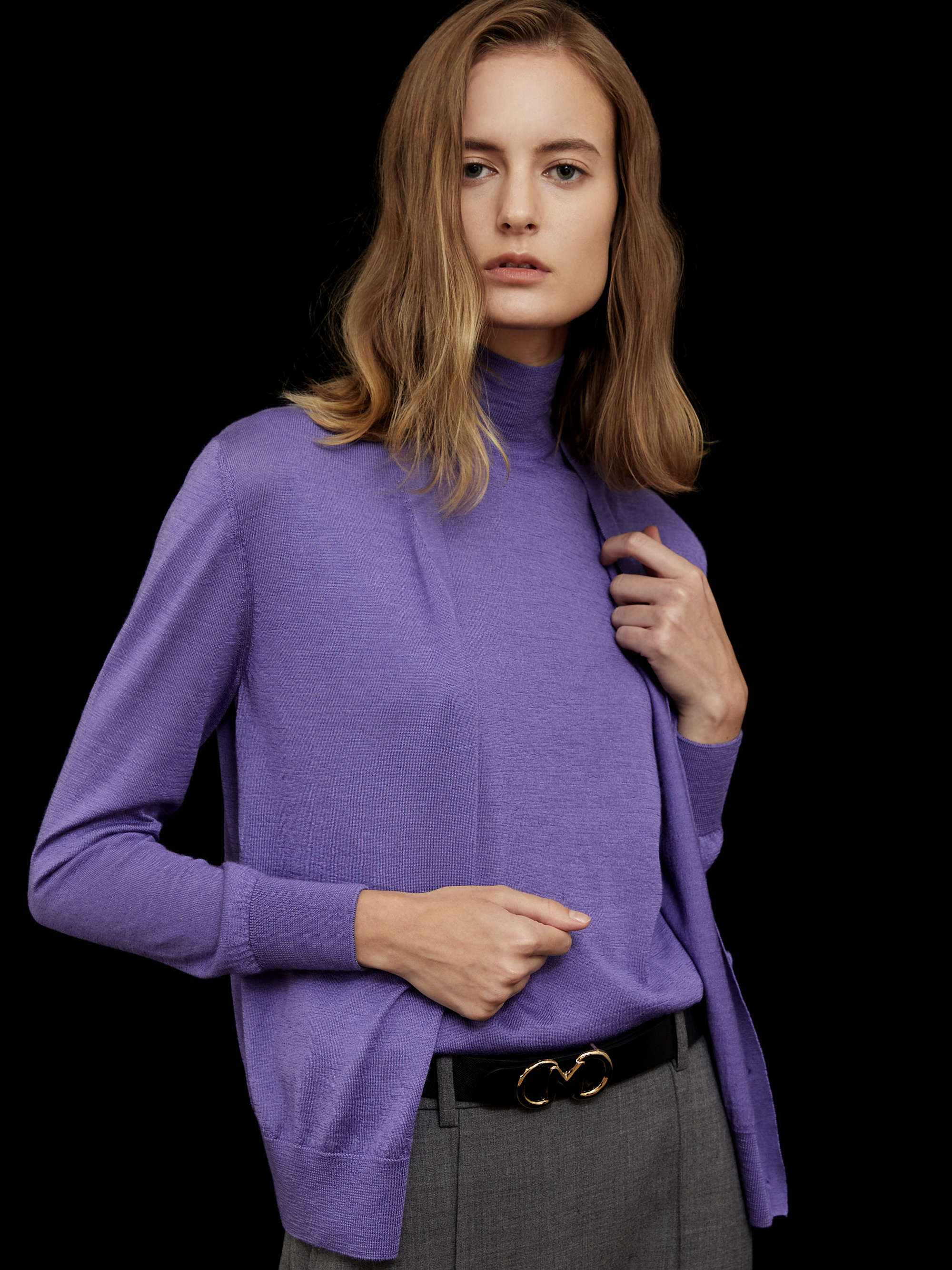 [Italy Cashmere] Silk Cashmere Knit Cardigan - Violet