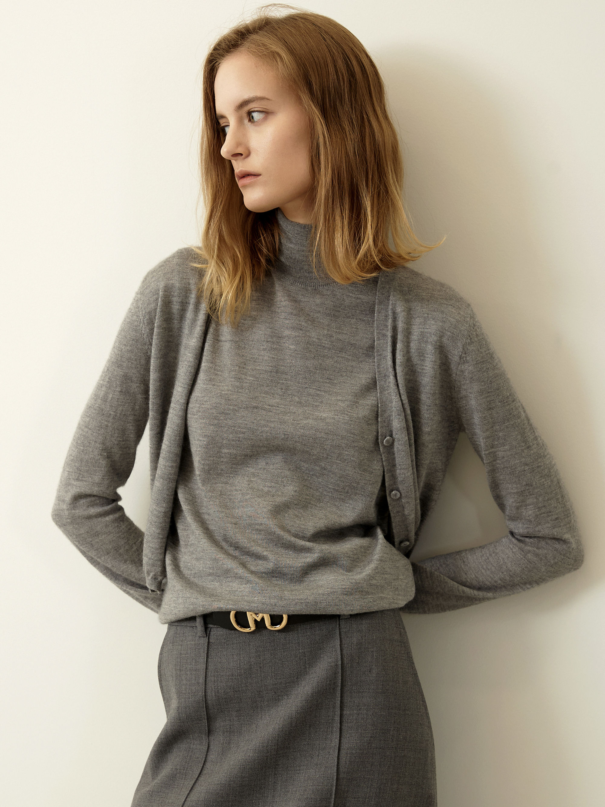 Cropped Silk Cashmere Cardigan - Grey
