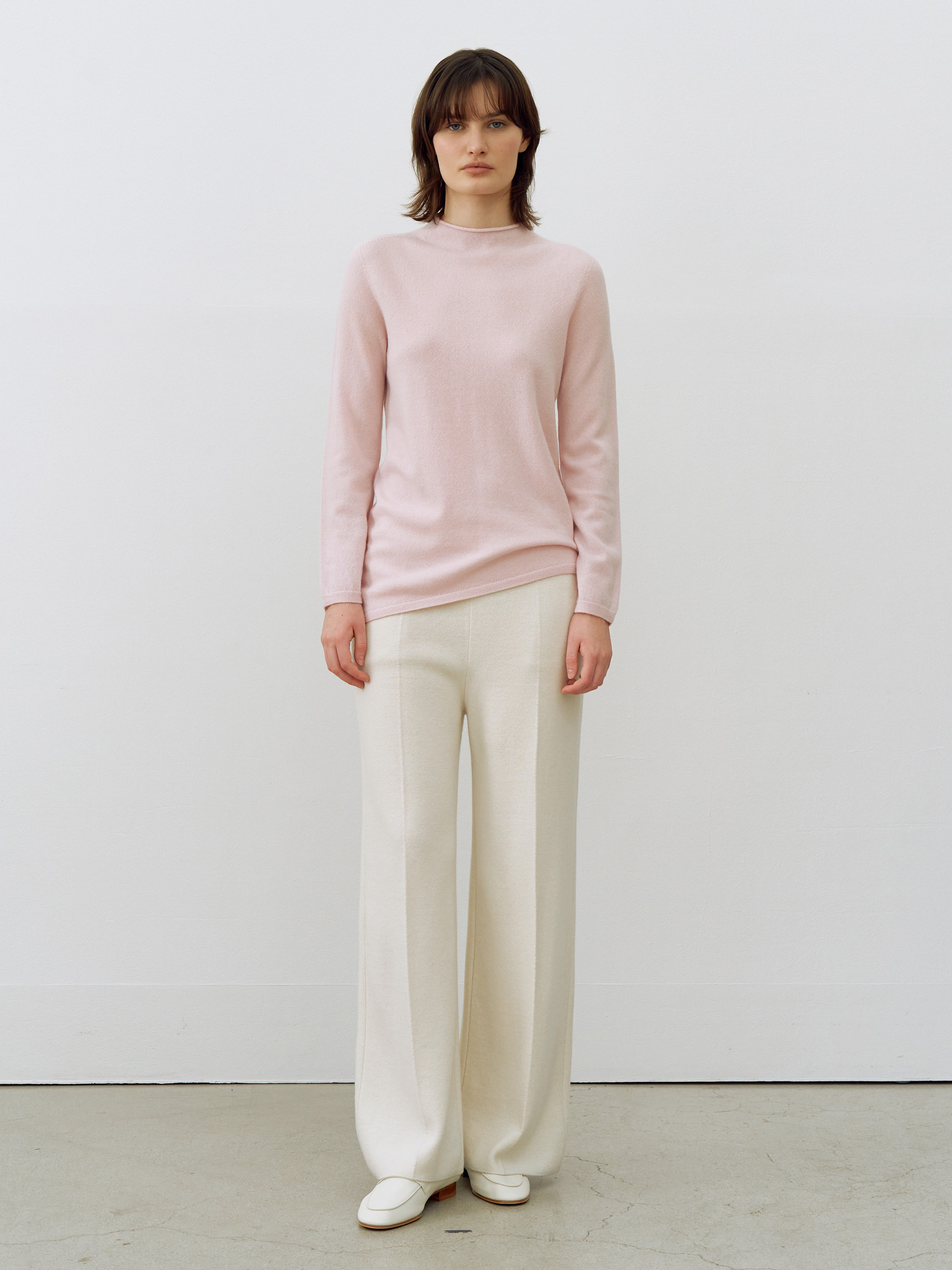 Cashmere 100% Wholegarment Long Sleeve Knit - Pink