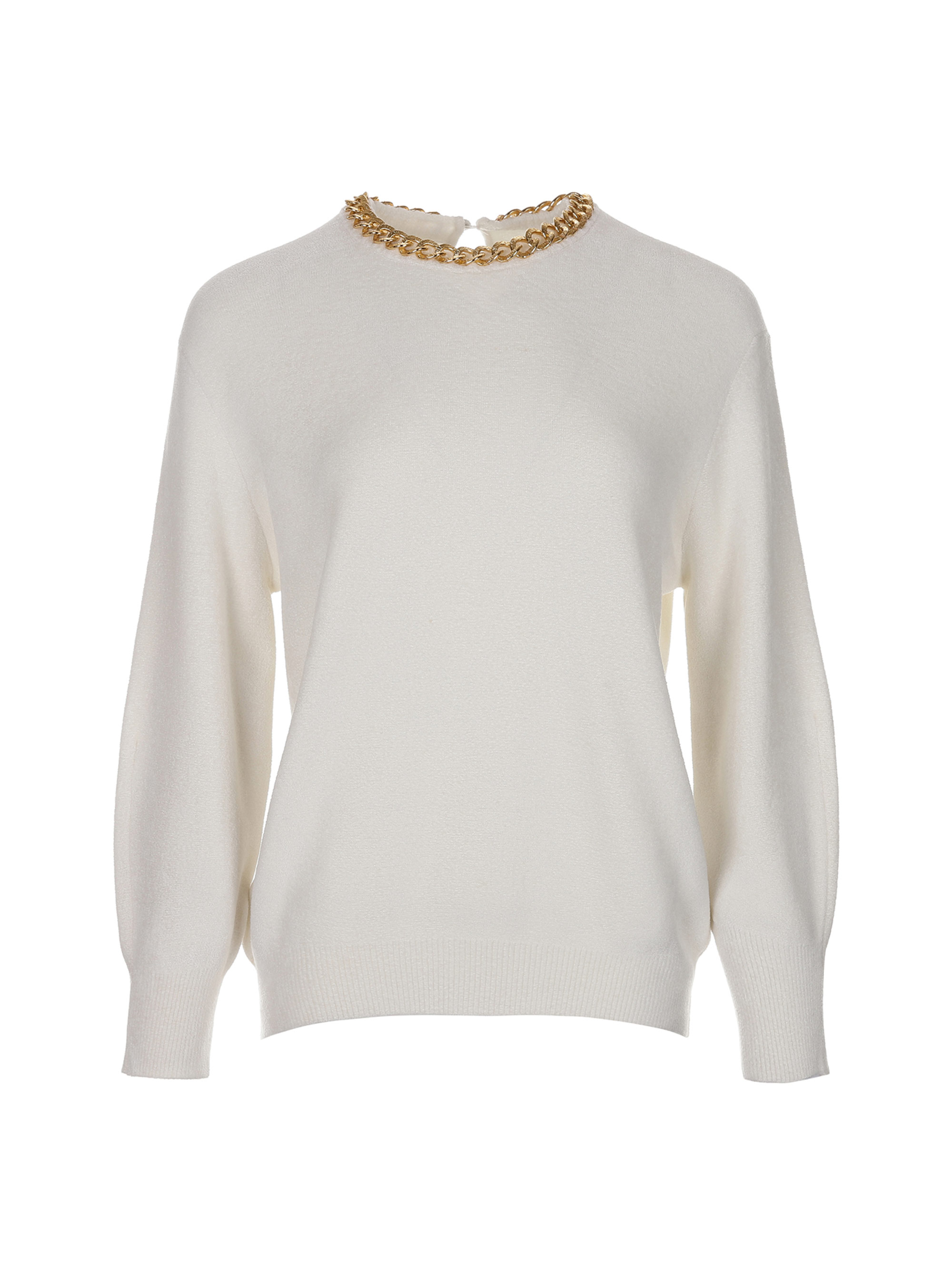 Fluffy Chain Detail Pullover - Ivory