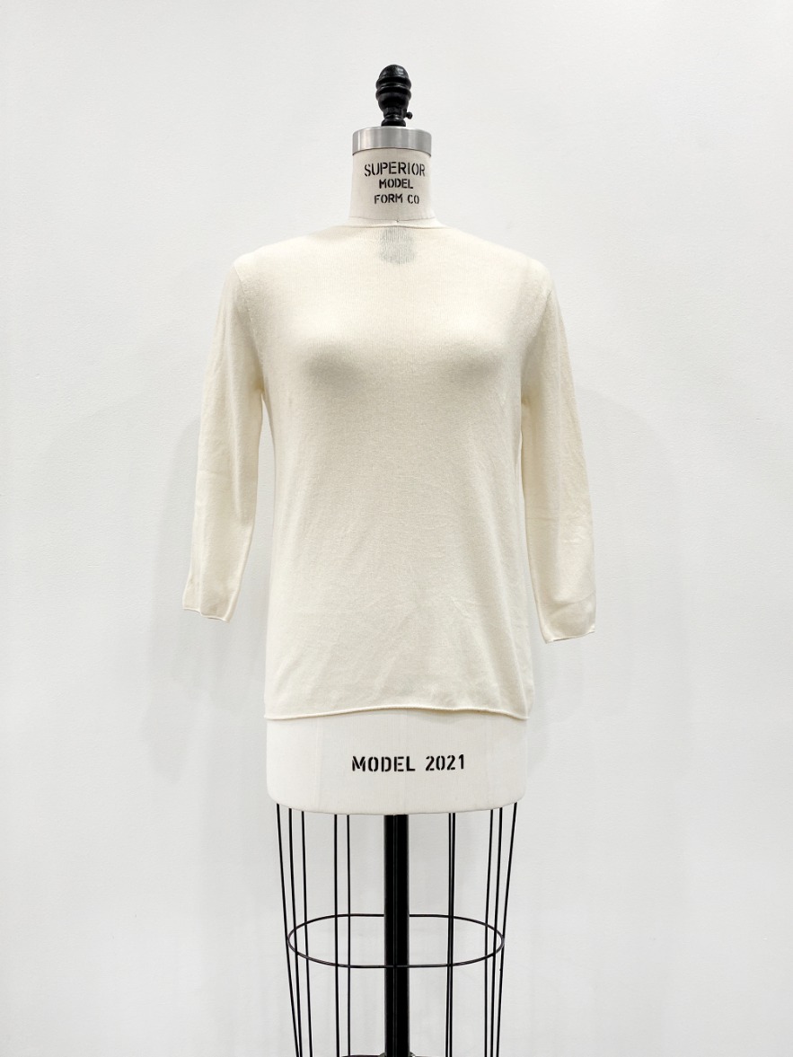 Cashmere Blend Wholegarments Knit Top White