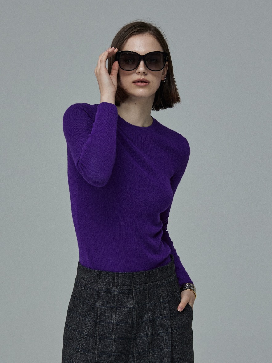 Italy Cashmere Silk Cashmere Roundneck Knit Top
