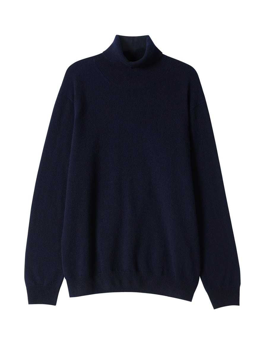 [MENS] Cashmere 100% Turtleneck Knit Pullover - Navy