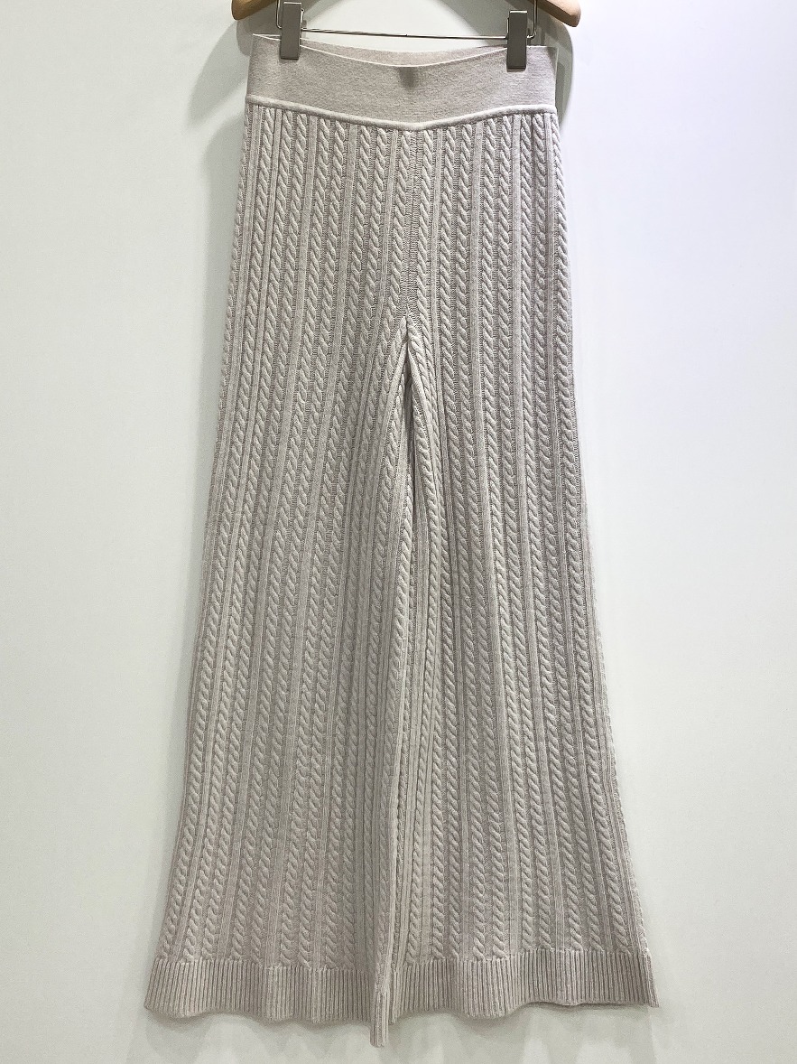 Cashmere 100% Twisted Flare Pants - Light Grey
