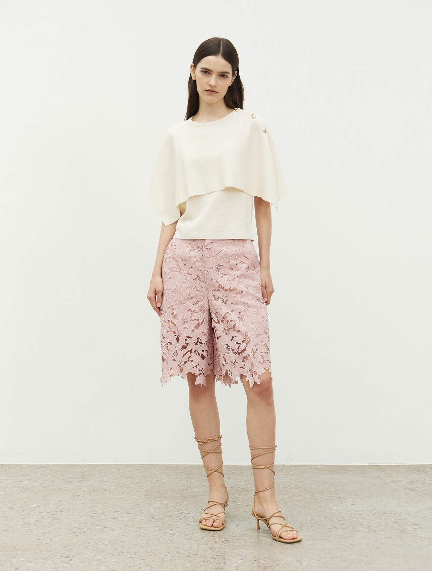 [4/26일 순차 발송] Lace Bermuda Shorts - Pink