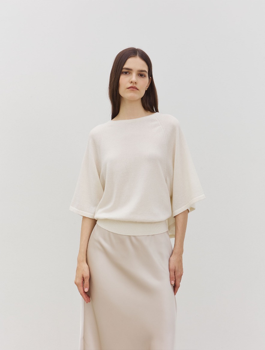 Layered Detail Cape Knit Top - Ivory