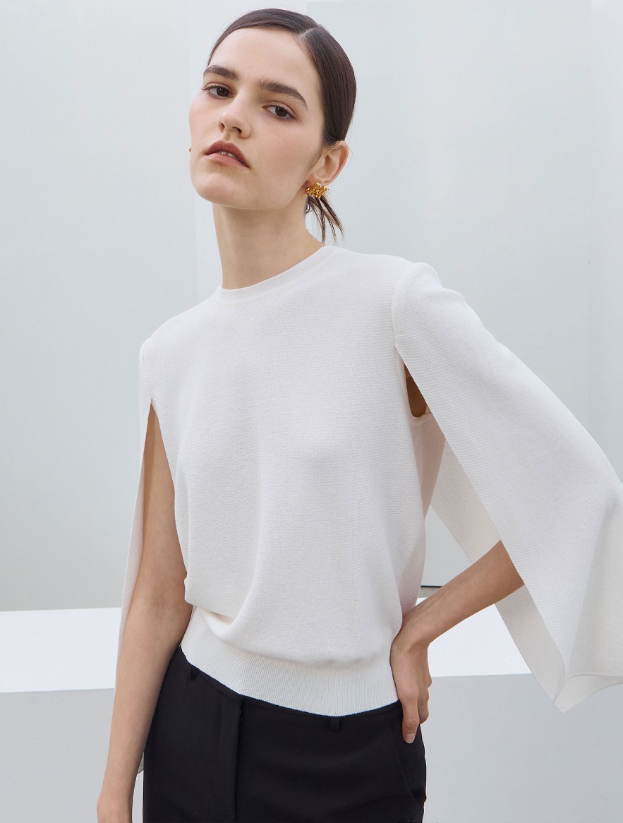 Cape Layered knit Pullover - Ivory
