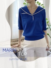 MARIN KNIT TOP, summer BLUE