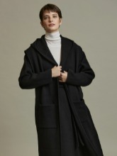 Cashmere Belted Long Coat &amp; Cashmere Hoodie Long Muffler
