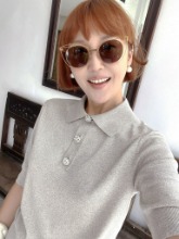 Dress Up  Jewelry Button Metal Knit Top