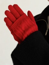 Cashmere Layered Gloves - Red